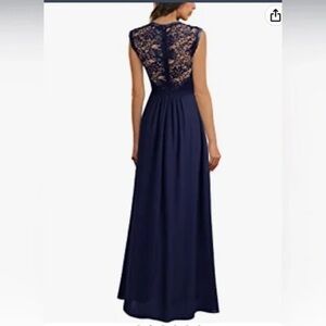 Miusol Blue Sleeveless Scoop Neck A-Line Maxi Dress